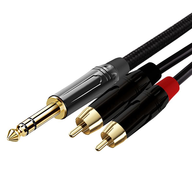 New 1-to-2 Audio Cable - 6.35mm to 2RCA Mixer Amplifier 6.5TRS 1/4" TRS to Dual RCA Cable
