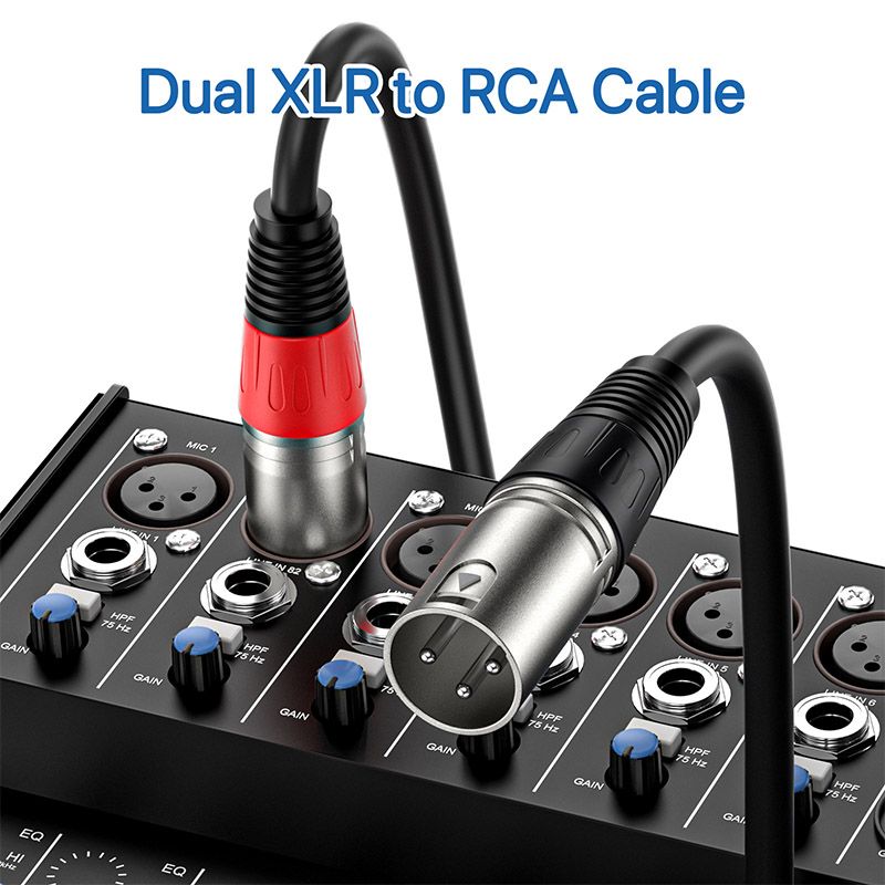 Dual XLR Female to RCA Audio Cable - Double-Shielded Noise-Canceling Mixer Connection Cable, XLR to RCA