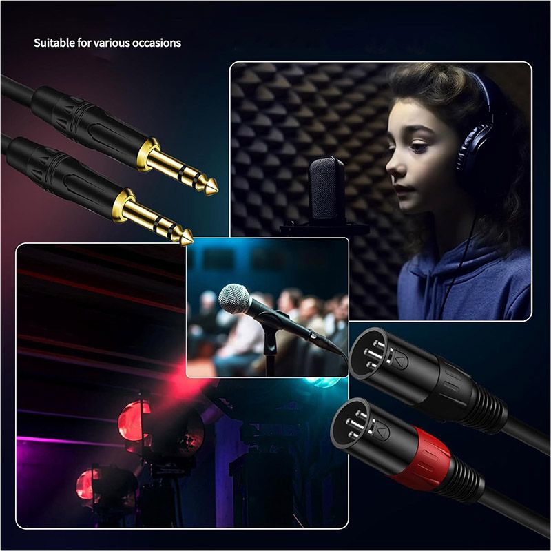 6.5mm to XLR Cable - PVC Fireproof Sheath FOC Oxygen-Free Copper Wire Core 3-Core Balanced Audio Cable