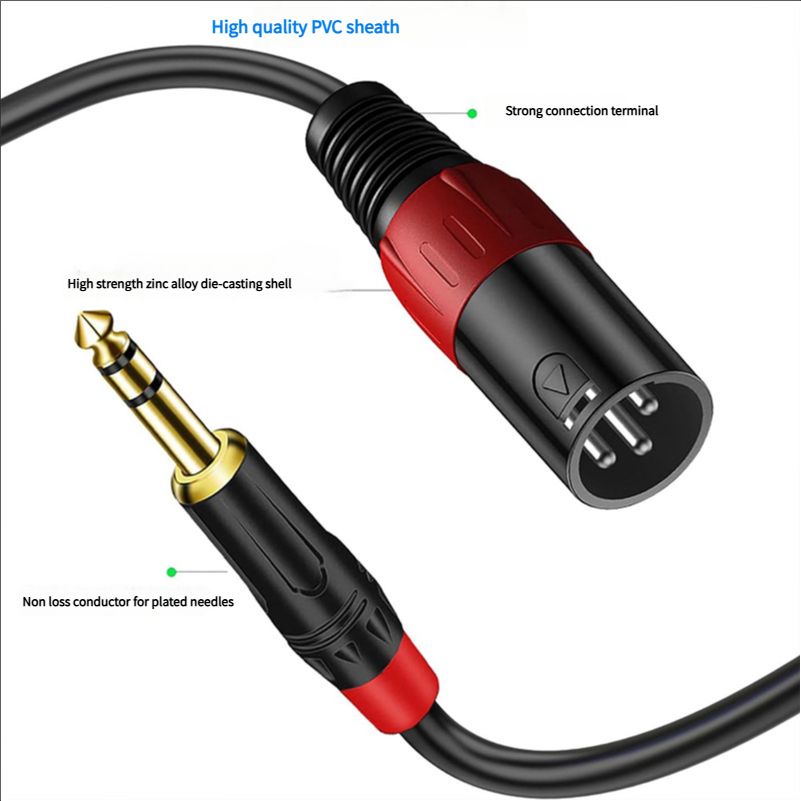 6.5mm to XLR Cable - PVC Fireproof Sheath FOC Oxygen-Free Copper Wire Core 3-Core Balanced Audio Cable