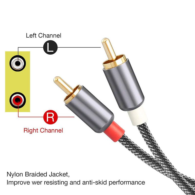 Custom Braided Dual RCA Audio Cable - 2-to-2 CD Amplifier Signal Cable, Audio Connection Cable