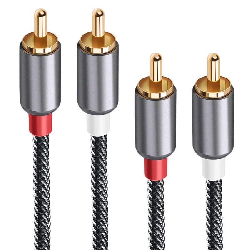 Custom Braided Dual RCA Audio Cable - 2-to-2 CD Amplifier Signal Cable, Audio Connection Cable