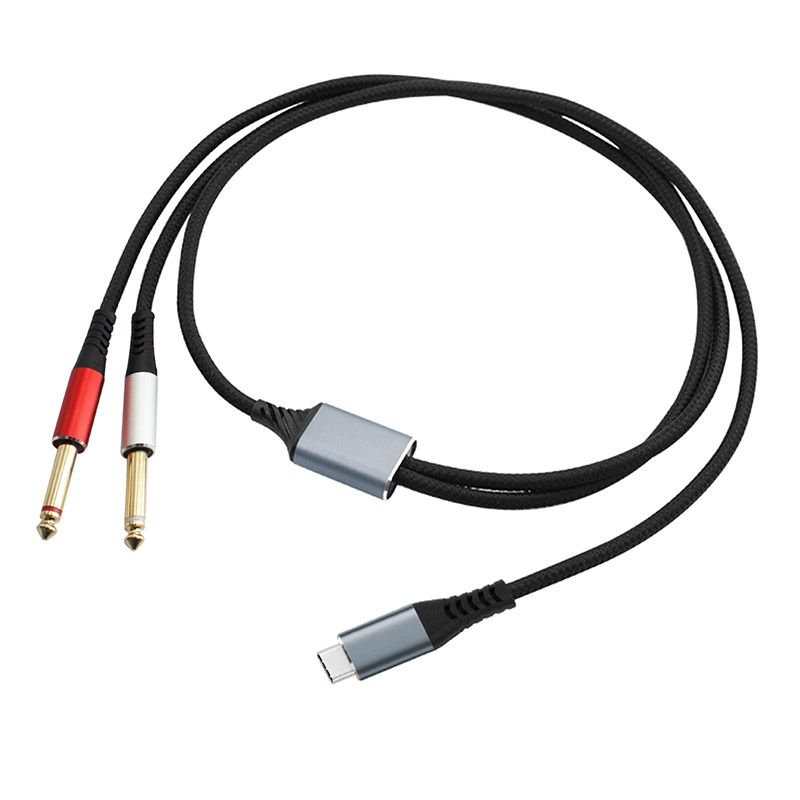 type-c to Dual 6.35mm Audio Cable - Suitable for Sound Cards/Mixers, Compatible with Mobile Phones/Computers/Tablets Connection Cable