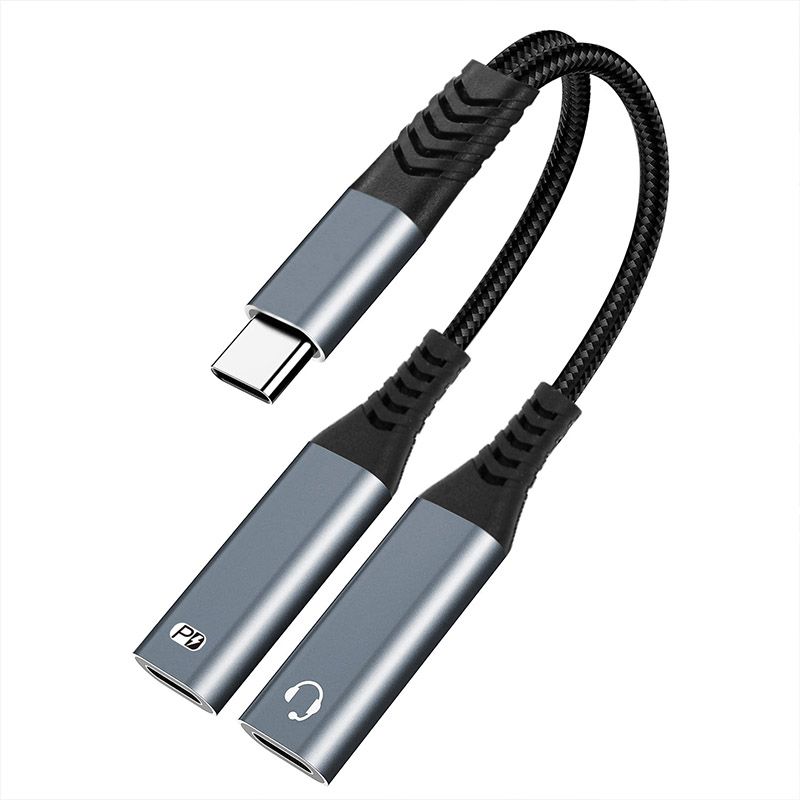 TYPE-C Headphone Splitter Cable - Y-Type 1-to-2 Audio Cable with PD60W Fast Charging, Suitable for Mobile Phones, Computers and Tablets