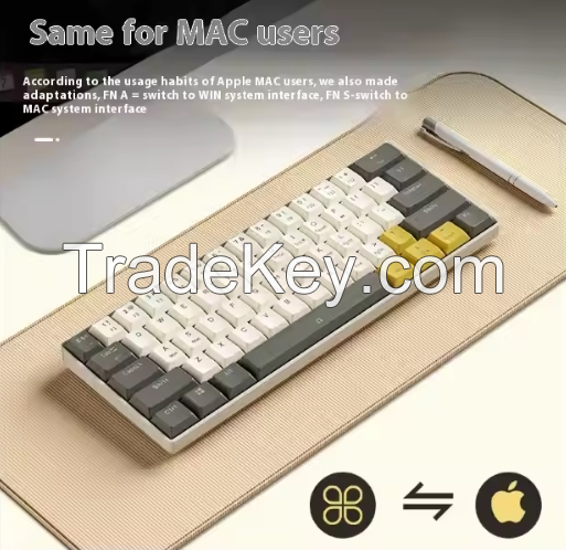 XINMENG RF561 Wireless BT Dual-mode 61-key Keyboard Contrast Portable Business Office Keyboard
