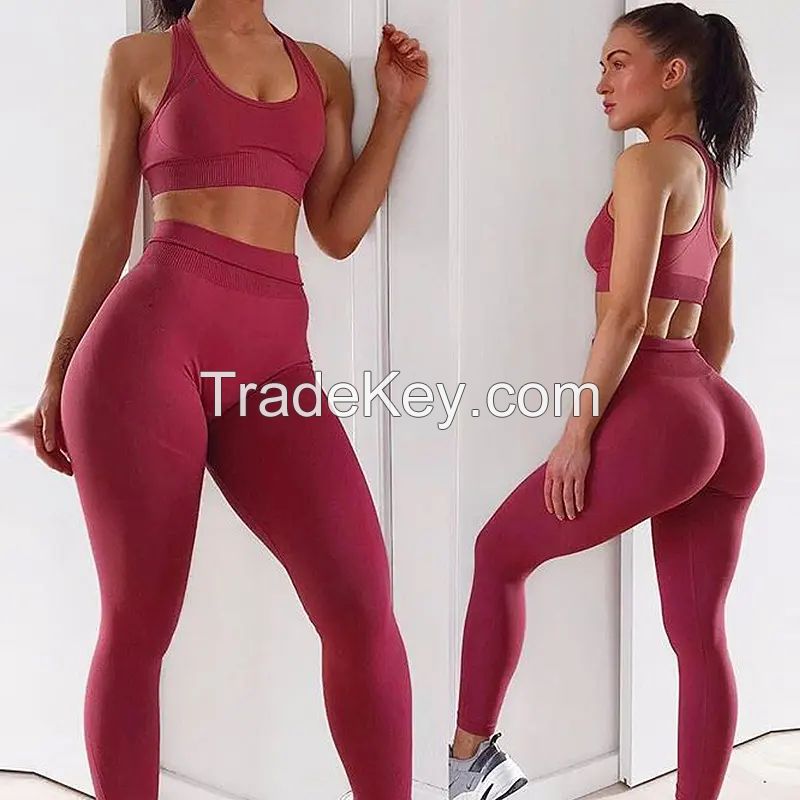Wholesale Athletic Activewear Sports Clothes Seamless Workout Clothing Women Sportswear Yoga Wear Gym Fitness Sets