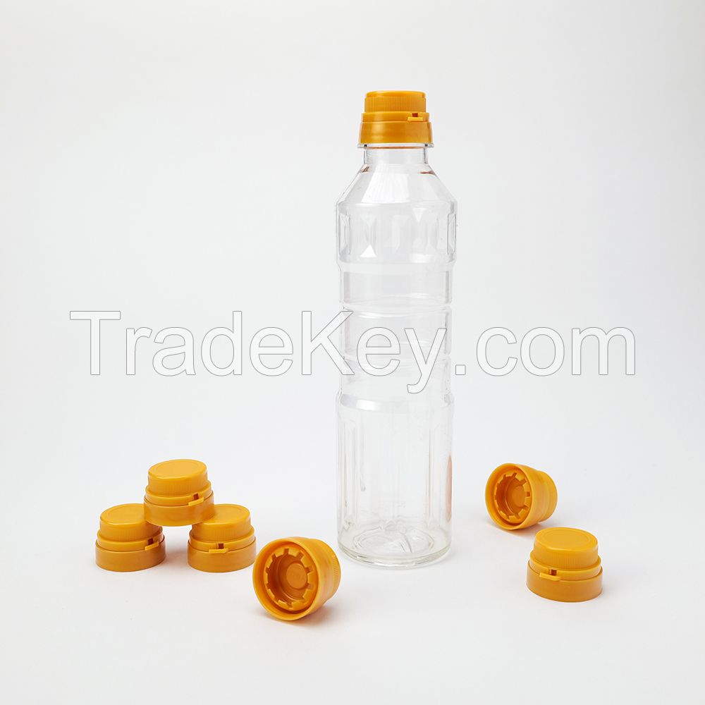 Pull-ring plastic caps for cooking oil bottles