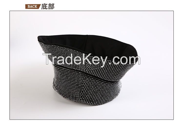 New full diamond fisherman's hat, popular hand-set diamond hat, wide brim for men and women to make the face look small, fisherman's flat top sun hat.