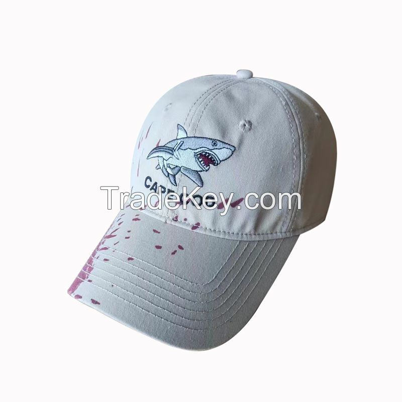 Special design shark bite visor Unisex baseball cap with shark embroidery, a versatile sun hat for men and women