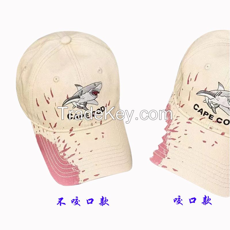 Special design shark bite visor Unisex baseball cap with shark embroidery, a versatile sun hat for men and women
