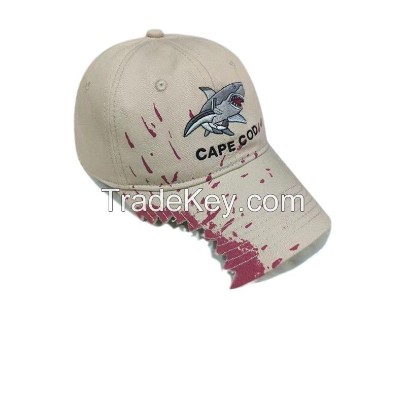 Special design shark bite visor Unisex baseball cap with shark embroidery, a versatile sun hat for men and women