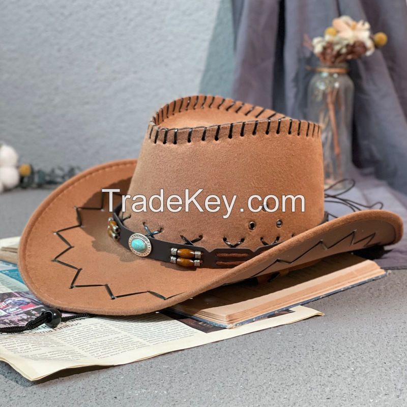 Retro Western Cowboy Hat for Men and Women; Spring and Summer Outdoor Travel Sun Protection; Large Brimmed Jazz Hat for Knights