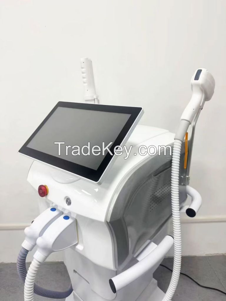 Skin Cooling System 808 Diode Hair and Tattoo Removal Laser 2 Handles Portable Diode Pico Laser Q Switch Nd Yag Laser Titanium