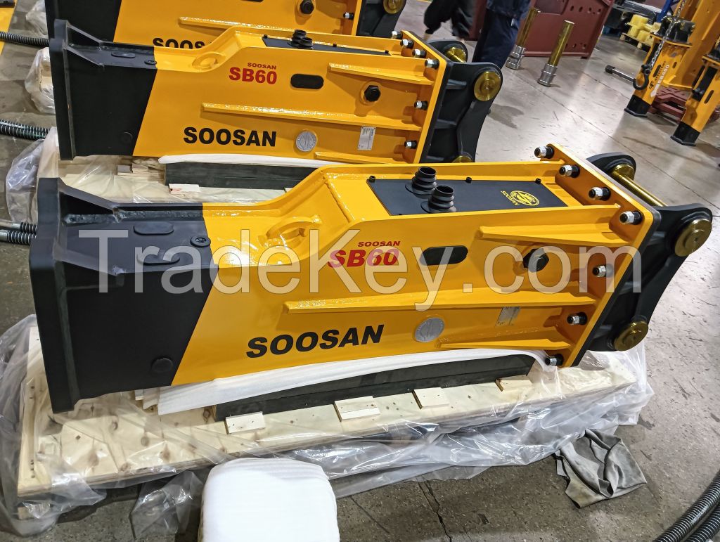 Soosan SB20 New Sliding Hydraulic Crusher for Construction and Mining Machinery, with Two Chisels and Low Noise
