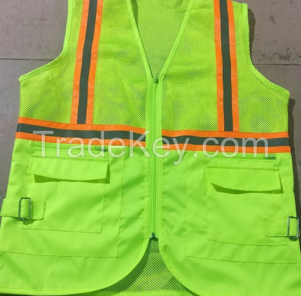 High Visibility Reflective Safety Vest with Multiple Pockets and LED Wire Holder