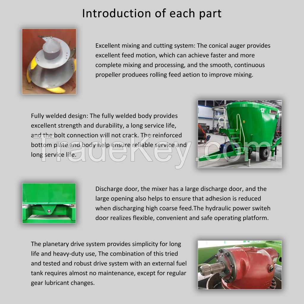 Tractor-drawn Driven Vertical Feed Mixer Machine  TMR Feed processing machine Feed Mixer Machine