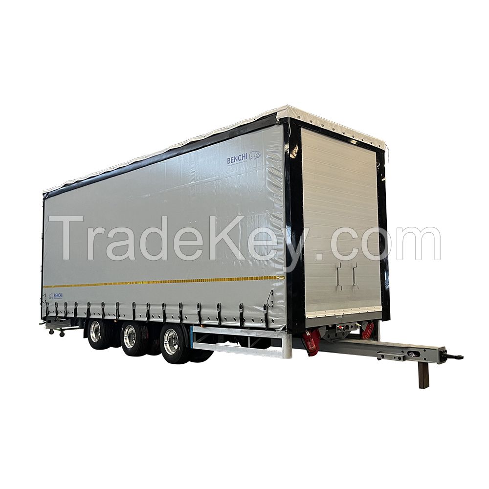 3 Axel Full Curtain Side Drawbar Truck Semi Trailer
