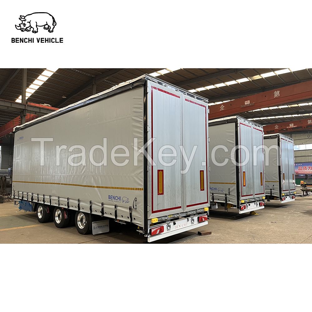 3 Axel Full Curtain Side Drawbar Truck Semi Trailer