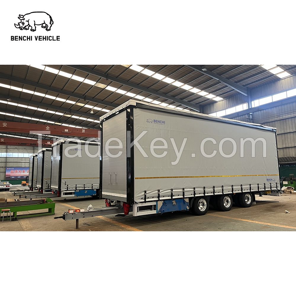 3 Axel Full Curtain Side Drawbar Truck Semi Trailer