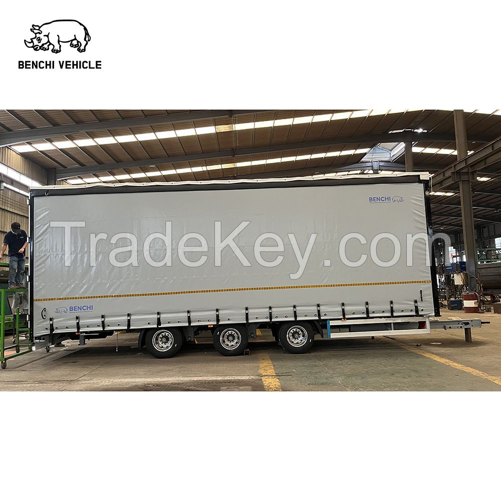 3 Axel Full Curtain Side Drawbar Truck Semi Trailer