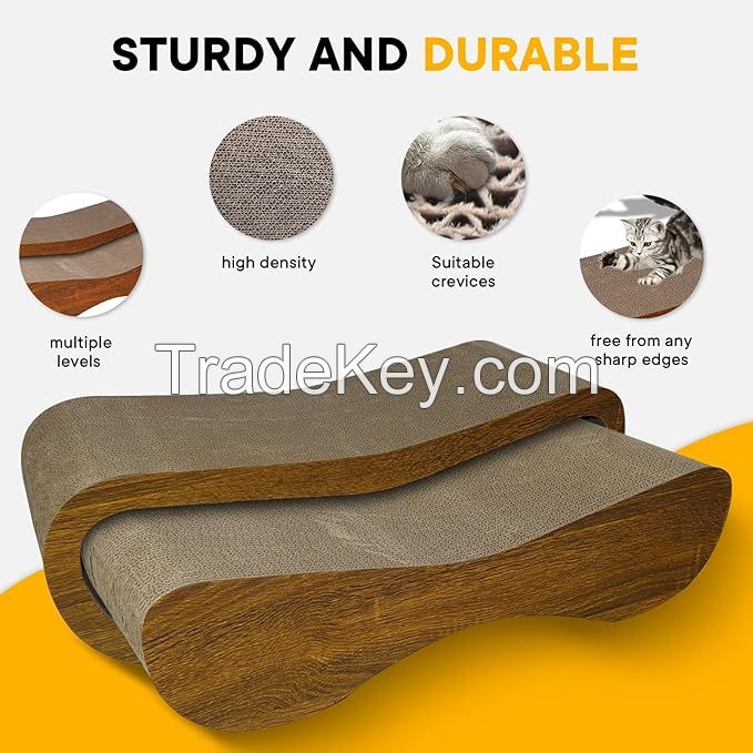 2 in 1 Cat Scratcher Lounge, Premium Cat Scratching Board, Cat Scratcher Set, Scratch-Resistant Cat Scratching Post, Corrugated Cardboard