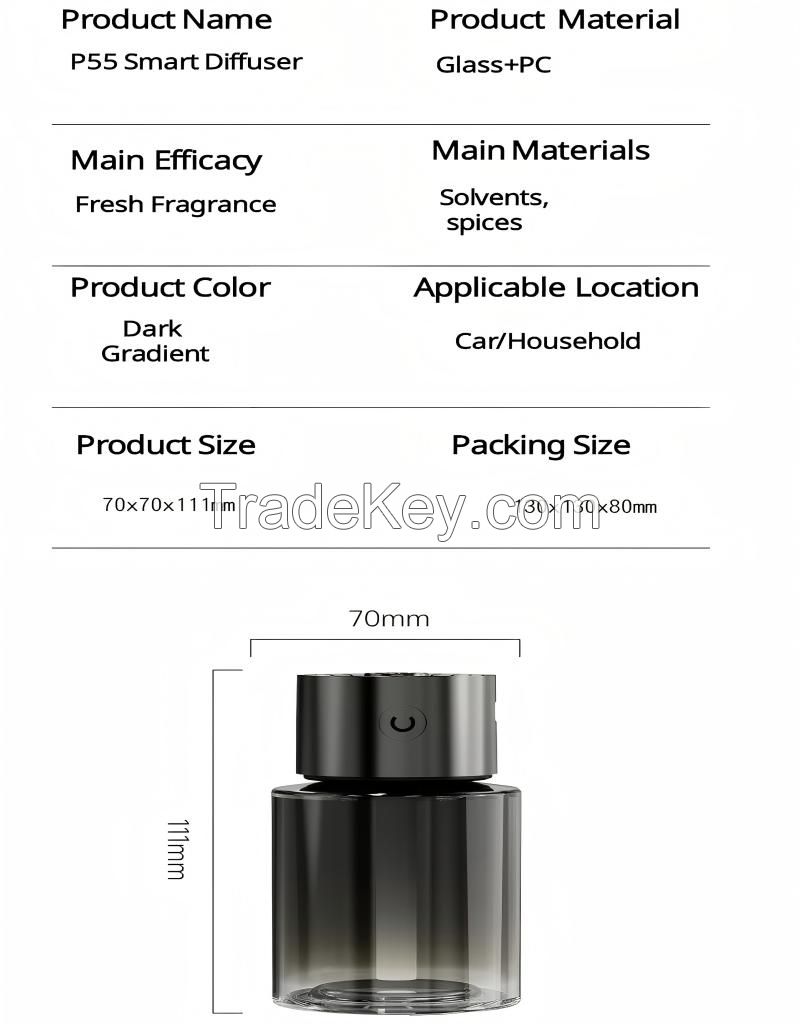 Smart Car Air Freshener Diffuser Air Diffuser For Car 140ml Long-lasting Fragrance 5 Adjustable Modes Battery Powered Oil Diffuser