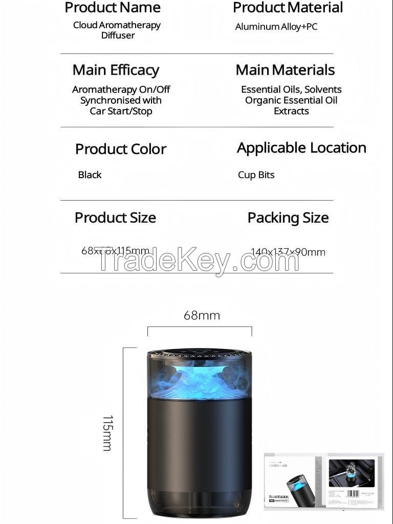 Smart Car Air Aromatherapy Diffuser RechargeabCar Air Freshener Cloud Mist With Sound Pickup Lamp RGB Light Auto Interior