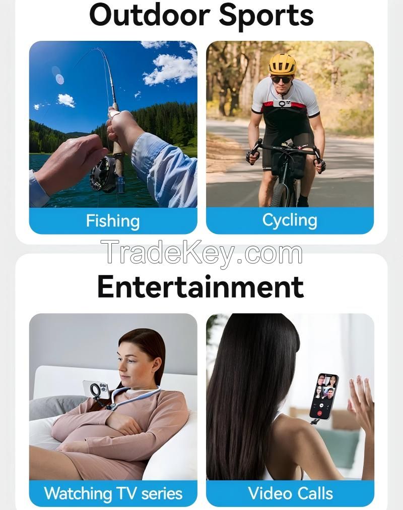 TELESIN Magnetic Neck Holder Metal Pole Mount Necklace POV for Iphone 11 12 13 14 15 Android Sumsung IOS Smartphone Accessory