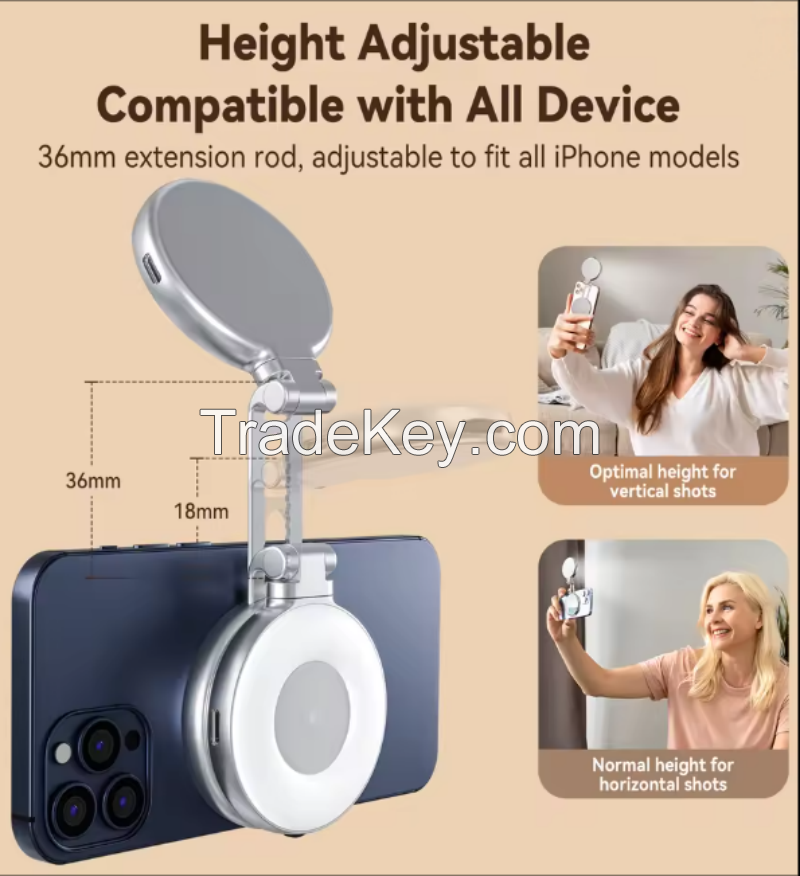 TELESIN Smartphone Magnetic Fill Light Mini Selfie Light 3 Modes Adjustable Brightness for Iphone XIAOMI HUAWEI SAMSUNG Phone