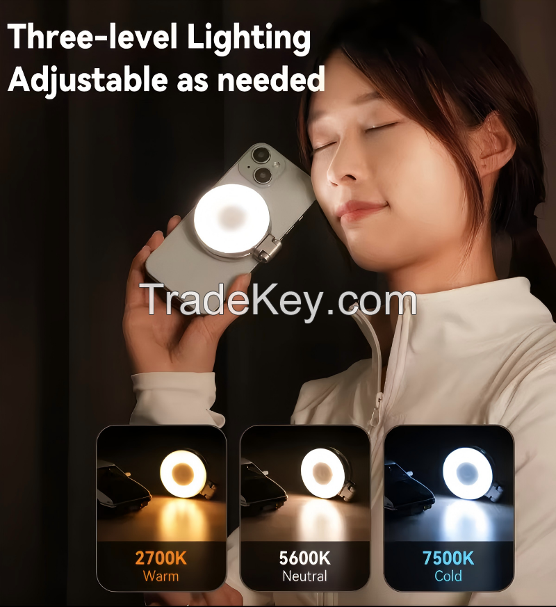 TELESIN Smartphone Magnetic Fill Light Mini Selfie Light 3 Modes Adjustable Brightness for Iphone XIAOMI HUAWEI SAMSUNG Phone