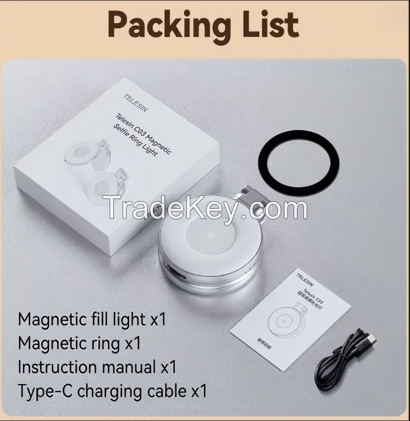TELESIN Smartphone Magnetic Fill Light Mini Selfie Light 3 Modes Adjustable Brightness for Iphone XIAOMI HUAWEI SAMSUNG Phone