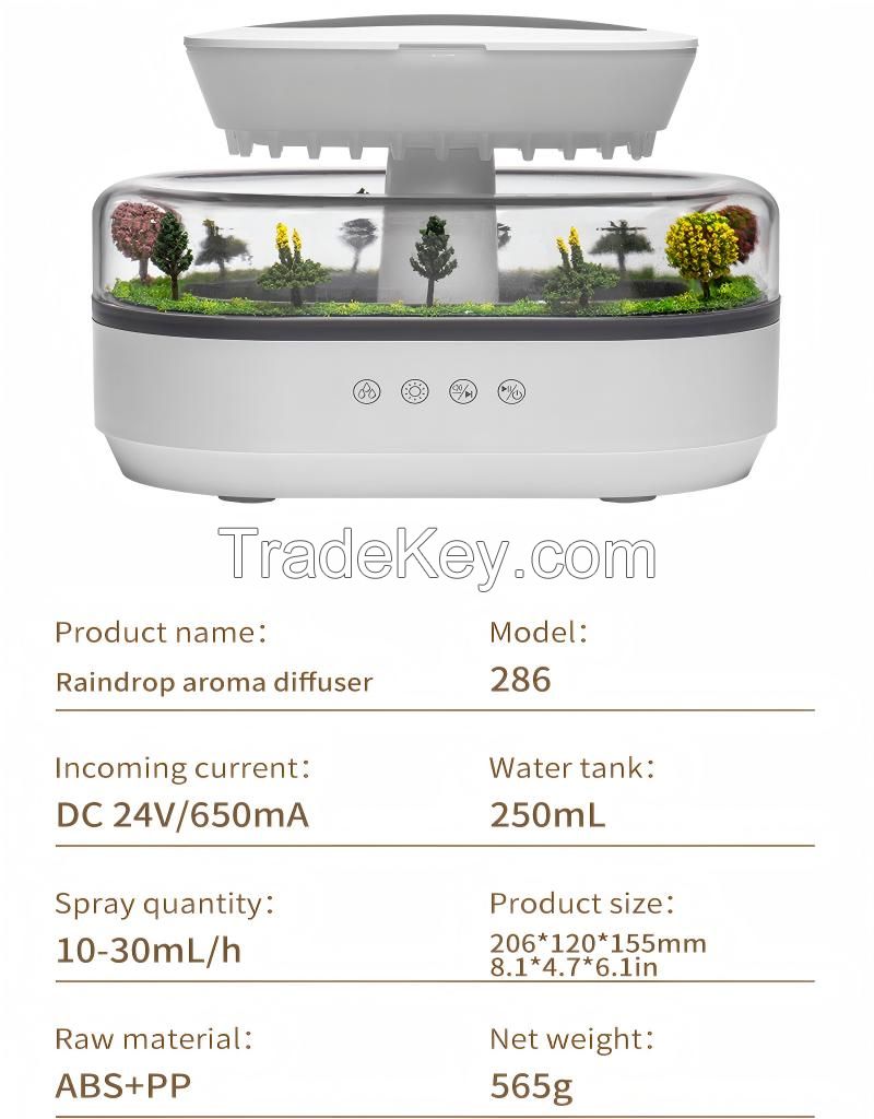 Aroma Humidifier Raindrop Air Humidifier Colorful Light White Noise Essemtial Oil Diffuser Home Ultrasonic Fragrance Diffuser