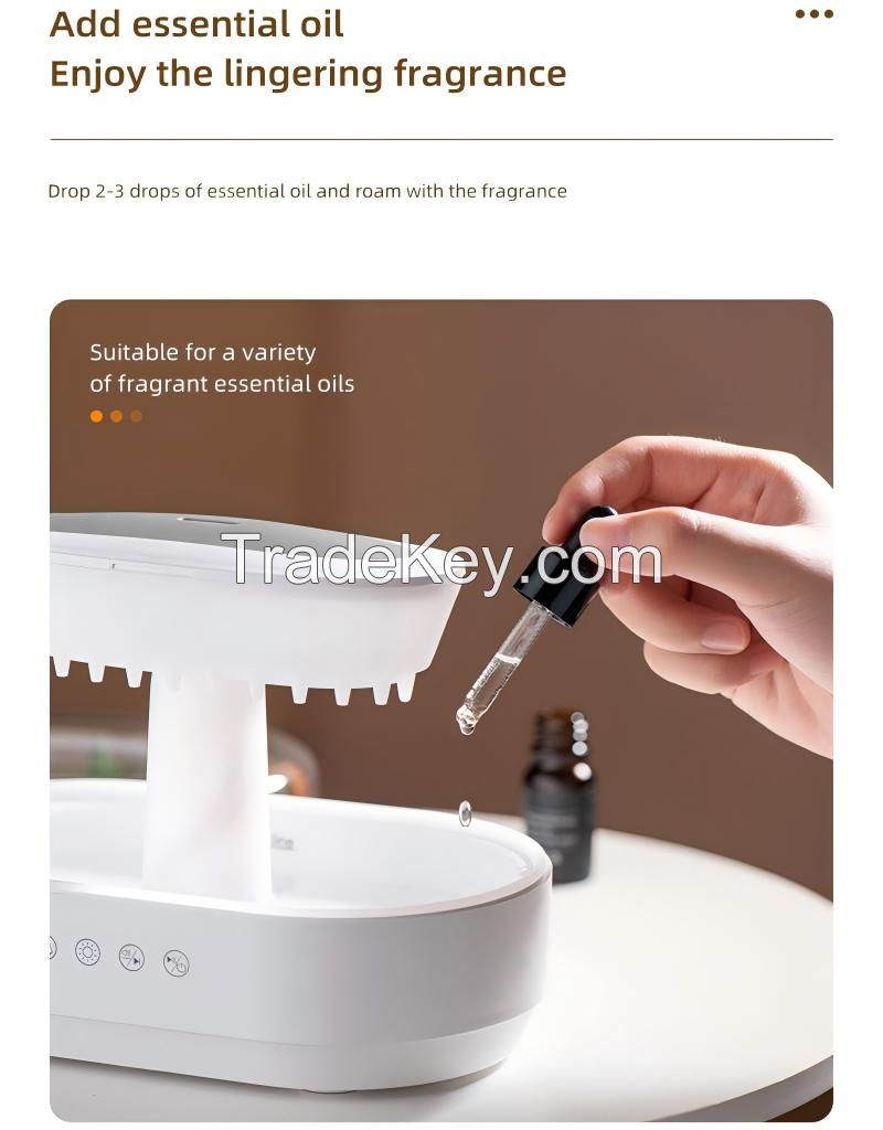 Aroma Humidifier Raindrop Air Humidifier Colorful Light White Noise Essemtial Oil Diffuser Home Ultrasonic Fragrance Diffuser