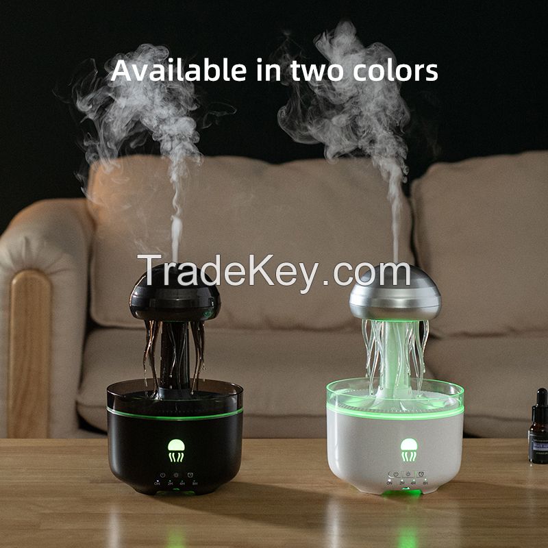 Jellyfish Humidifier Water Drip Rain Cloud Night Light Aromatherapy Essential Oil Diffuser Desk Fountain with 7 Colors Humidifie