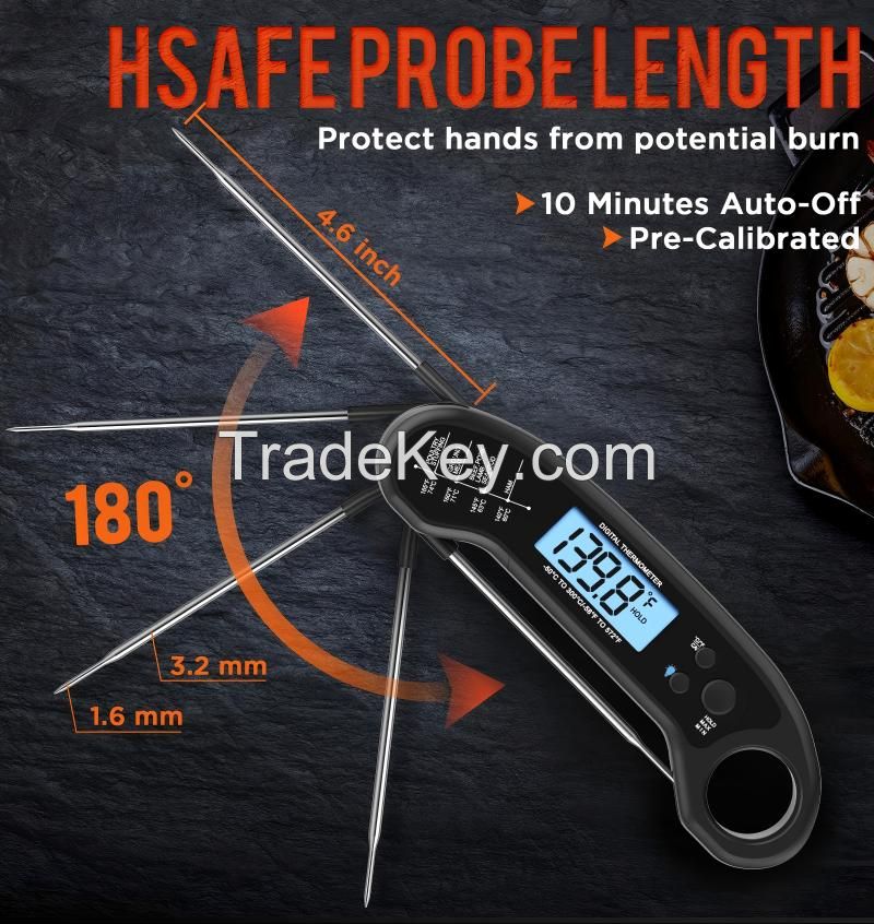 Meat Thermometer Digital Instant Read Meat Thermometer for Grill and Cooking Waterproof Food Thermometer for Kitchen and Outside BBQ Turkey Candy Liquids Beef