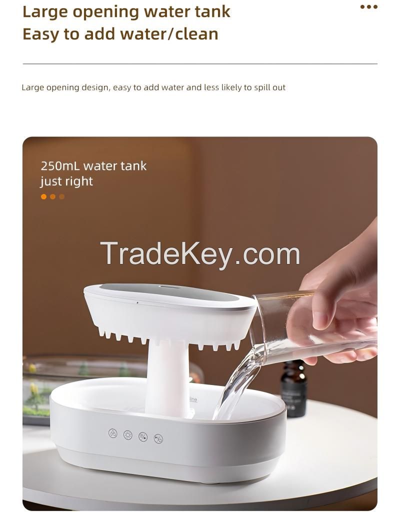 Aroma Humidifier Raindrop Air Humidifier Colorful Light White Noise Essemtial Oil Diffuser Home Ultrasonic Fragrance Diffuser