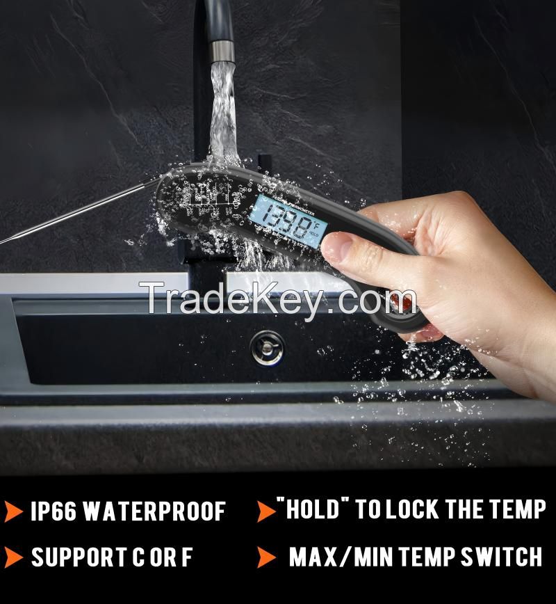 Meat Thermometer Digital Instant Read Meat Thermometer for Grill and Cooking Waterproof Food Thermometer for Kitchen and Outside BBQ Turkey Candy Liquids Beef