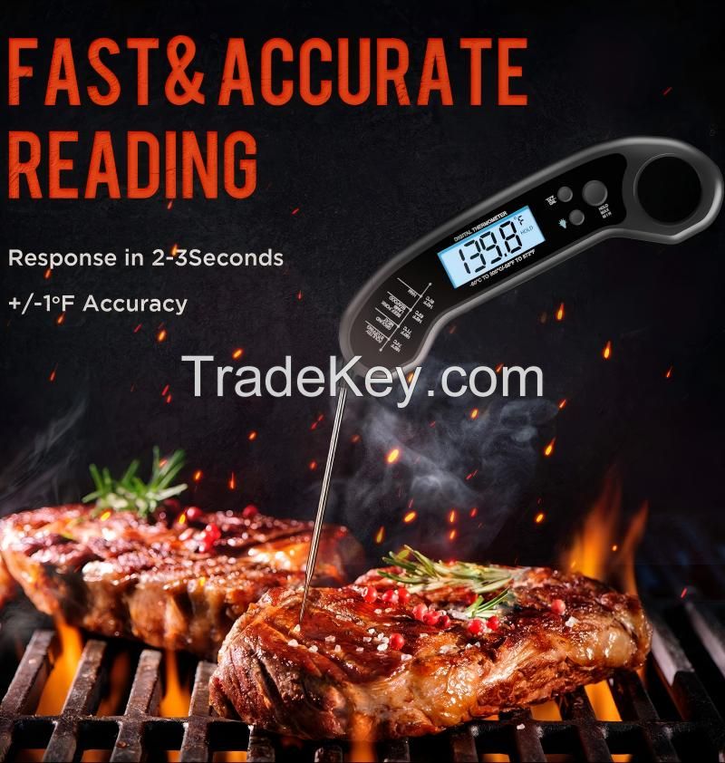 Meat Thermometer Digital Instant Read Meat Thermometer for Grill and Cooking Waterproof Food Thermometer for Kitchen and Outside BBQ Turkey Candy Liquids Beef