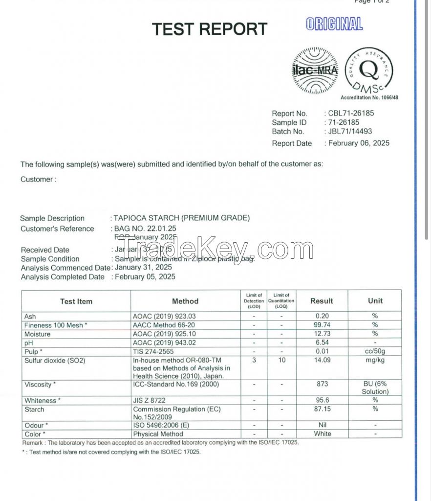 Premium Grade Tapioca/Cassava Starch