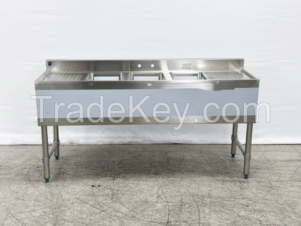 60 inches 3 Compartment Bar Sink with Faucet