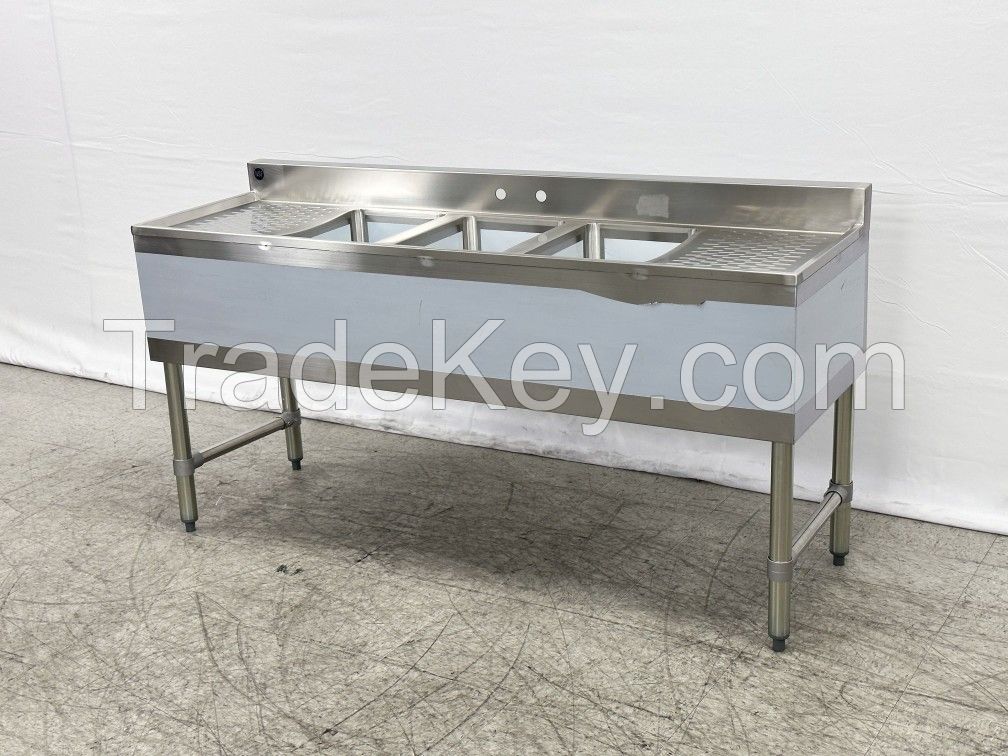 60 inches 3 Compartment Bar Sink with Faucet