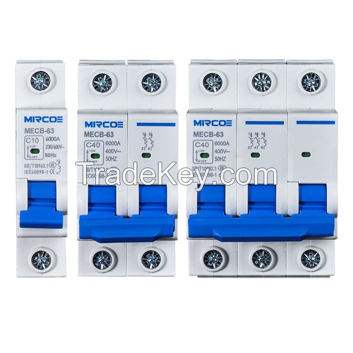 MECB-63 Miniature Circuit Breaker MCB 63A 230V/400V - Overload & Short-Circuit Protection - IEC60898-1 Certified for Home/Industry