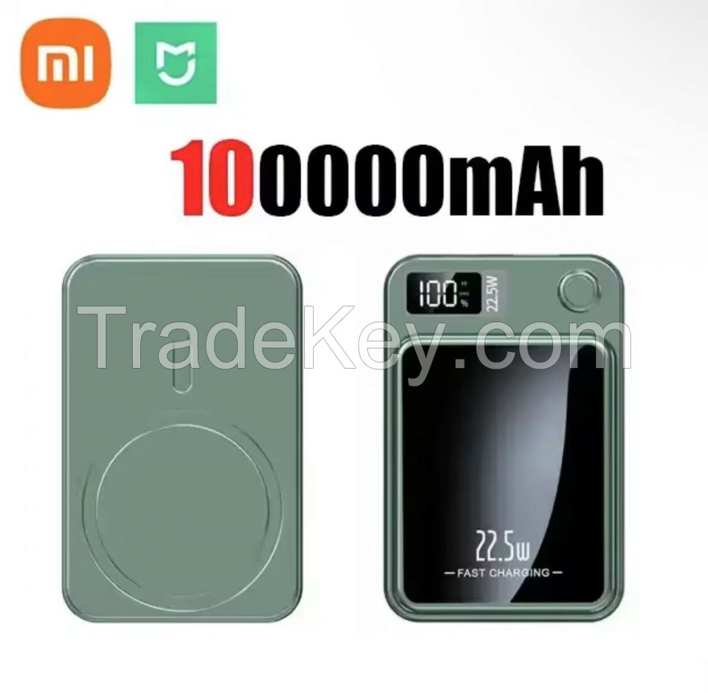 Xiaomi 100000mAh Magnetic Wireless Charge Power Bank Fast Charger For Magsafe Auxiliary
