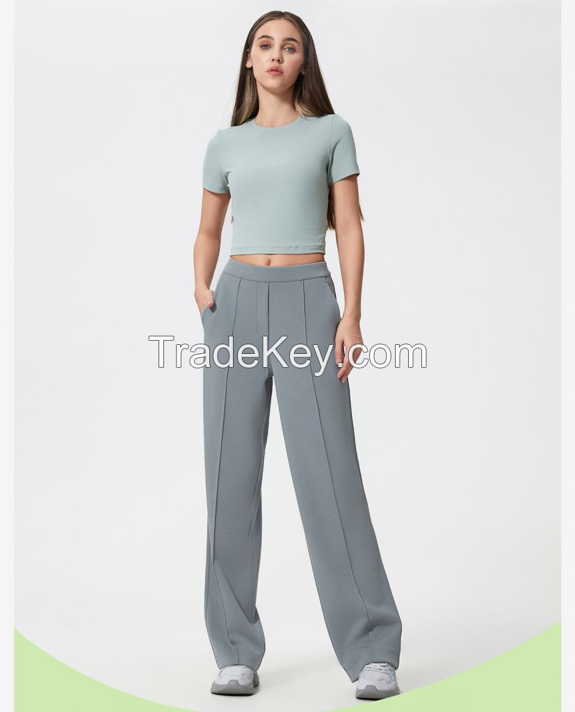 Women's Air-Layer Lounge Pants - Flowy Straight-Leg Wide Trousers with Slimming Drape & Naked Sensation Comfort