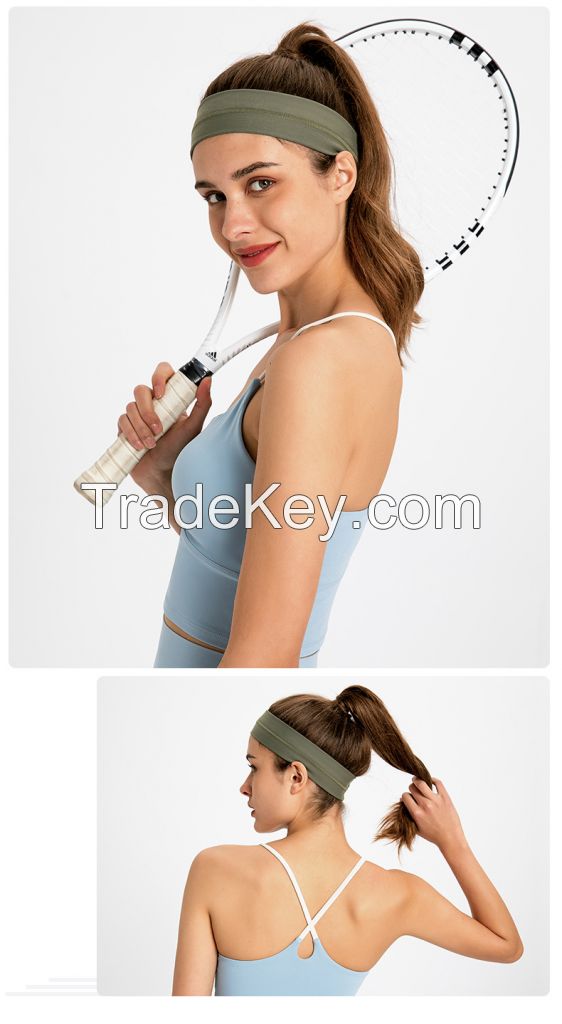 Summer Solid Color Sports Headband - Sweat-Wicking Stretchy Yoga Hairband