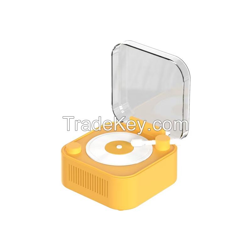 2025 New Product Retro Turntable Wireless Bluetooth Speaker: Portable, Support TF Card, Mini Ambient Custom LOGO Phonograph, Desktop Creative Ornament & Gift