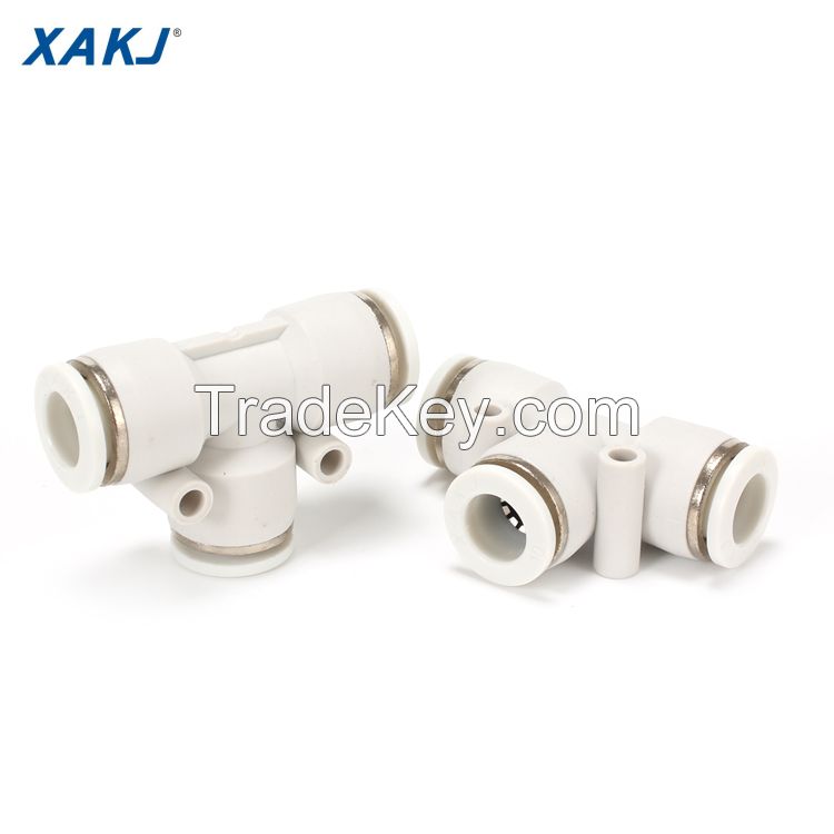 Three way, PE series, one-touch tube fittings, push-in fittings, plastic pneumatic fittings, pneumatic connectors