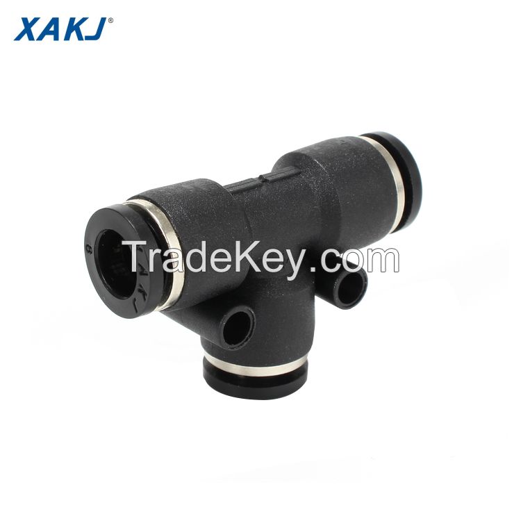 Three way, PE series, one-touch tube fittings, push-in fittings, plastic pneumatic fittings, pneumatic connectors