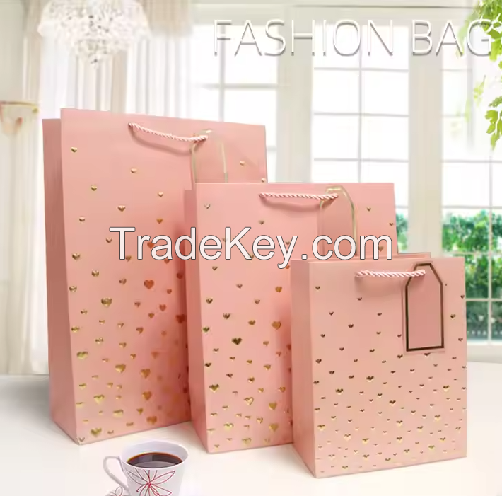 Pink Custom logo Small Cute Paper Bags for Gift/cosmetic/shopping Package in Shanghai