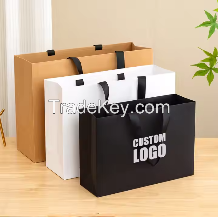 Custom Recyclable Kraft Paper Bag with Handle for Packaging Shopping Promotion and Gifts Featuring Your Own Logo